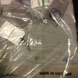 Greg Norman Men's Large Gray Short Sleeve Performance 3 Button Polo shirt NWT